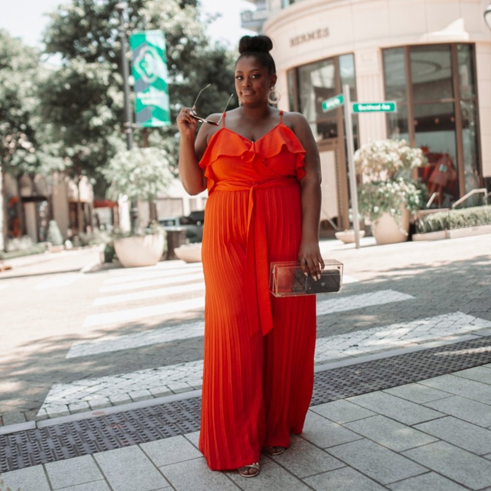 Pleated To Perfection Jumpsuit - Orange